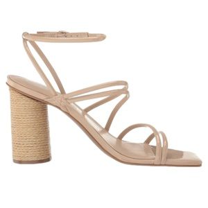 Calvin Klein Sizzle Block Heel Neutral Tone Square Toe Dress Sandals Size 7